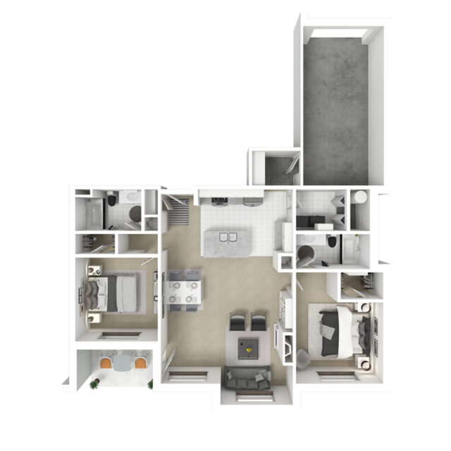 Aspen Two Bedroom Floorplan
